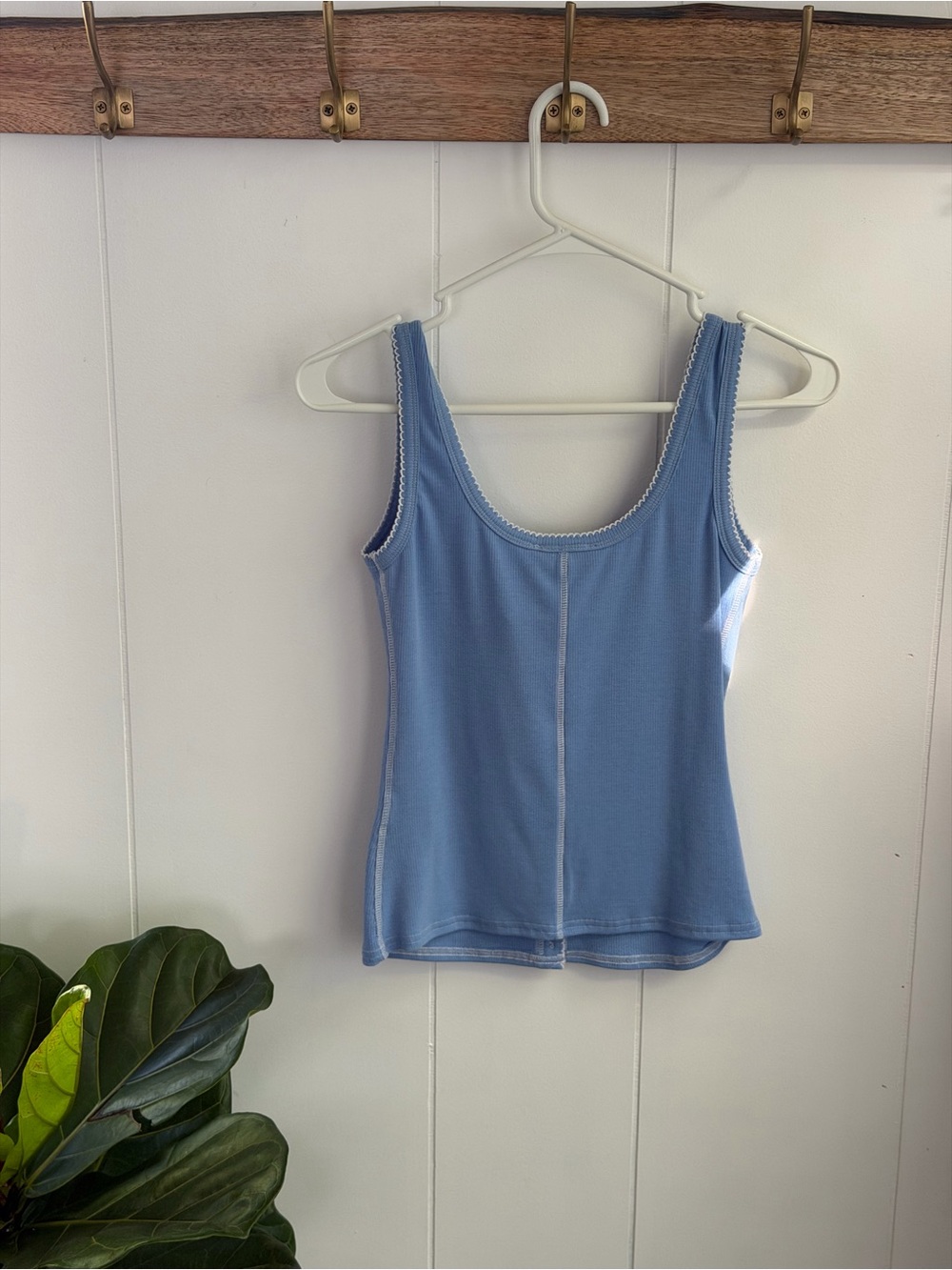 Powder Blue Ribbed Button-Front Tank - Picture 3 of 3